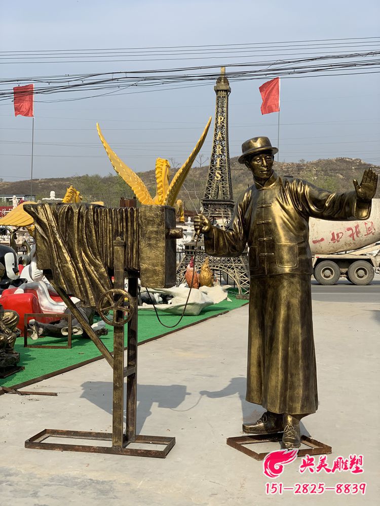 照相情景雕塑-玻璃鋼仿銅民俗拍照人物雕塑圖片 照相情景雕塑-玻璃鋼仿銅民俗拍照人物雕塑圖片