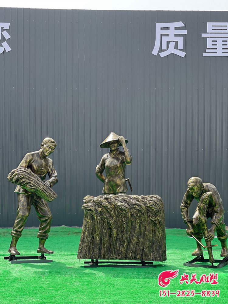 收麥子-玻璃鋼仿銅農(nóng)耕割麥子勞動人物雕塑圖片 收麥子-玻璃鋼仿銅農(nóng)耕割麥子勞動人物雕塑圖片