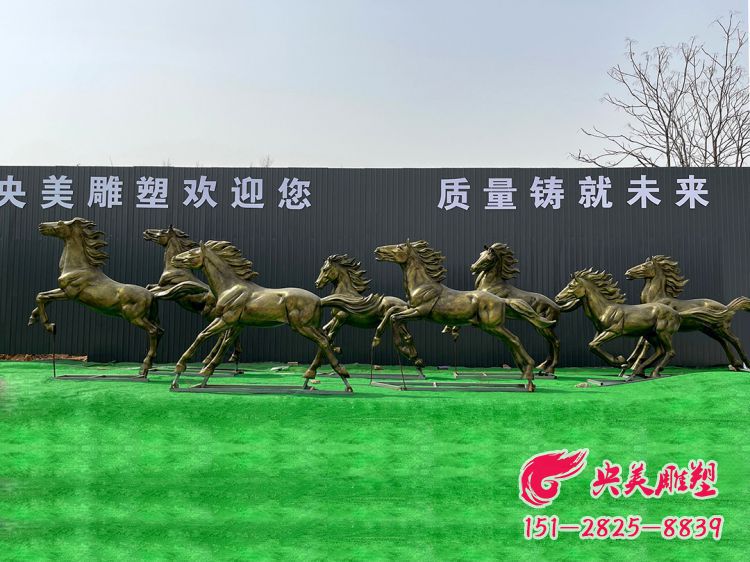 八駿馬雕塑-玻璃鋼仿銅奔騰八駿馬馬群雕塑圖片 八駿馬雕塑-玻璃鋼仿銅奔騰八駿馬馬群雕塑圖片