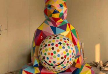 切面幾何熊-玻璃鋼幾何抽象動物雕塑熊
