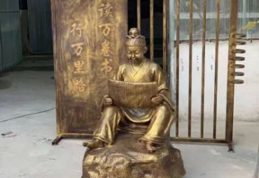 讀書小孩情景雕塑-學校廣場勸學主題古代讀書的小孩