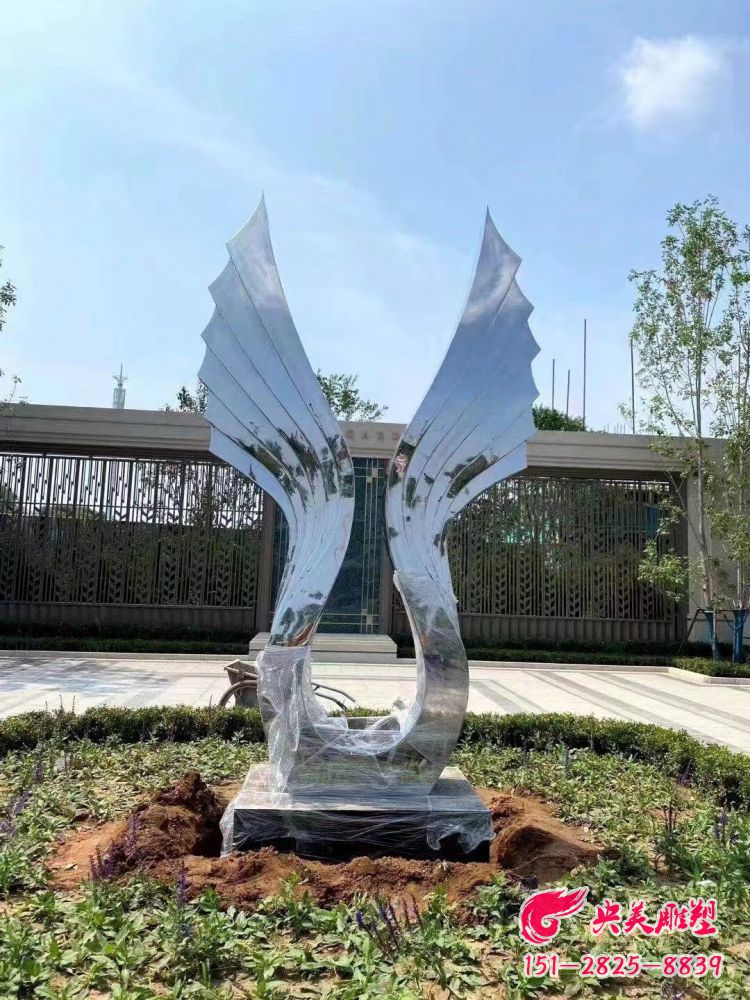 不銹鋼翅膀雕塑-鏡面不銹鋼抽象翅膀,大鵬展翅景觀雕塑圖片 不銹鋼翅膀雕塑-鏡面不銹鋼抽象翅膀,大鵬展翅景觀雕塑圖片