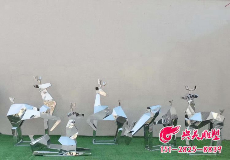 不銹鋼抽象鹿-鏡面幾何塊面抽象梅花鹿雕塑擺件圖片 不銹鋼抽象鹿-鏡面幾何塊面抽象梅花鹿雕塑擺件圖片