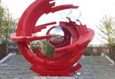 廣場景觀標識-不銹鋼球、鴿子創意景觀雕塑標識