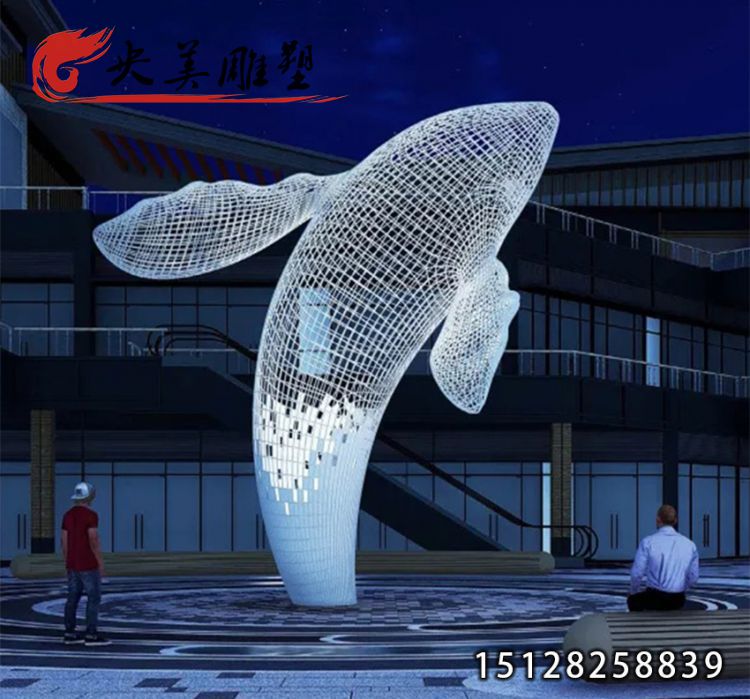 不銹鋼鯨魚-鏤空發光雕塑編織大型戶外裝飾水池造景廣場噴泉城市雕塑圖片 不銹鋼鯨魚-鏤空發光雕塑編織大型戶外裝飾水池造景廣場噴泉城市雕塑圖片