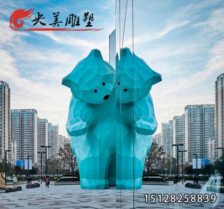 大型幾何熊雕塑-爬墻切面熊玻璃鋼不銹鋼商場寫字樓擺件圖片 大型幾何熊雕塑-爬墻切面熊玻璃鋼不銹鋼商場寫字樓擺件圖片