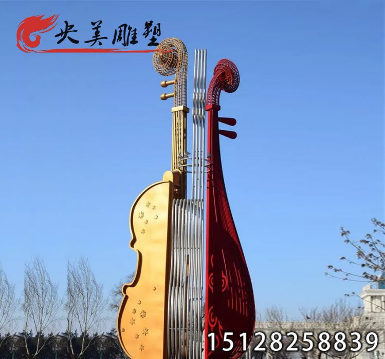 不銹鋼大提琴雕塑-校園戶外廣場城市標志性景觀雕塑圖片 不銹鋼大提琴雕塑-校園戶外廣場城市標志性景觀雕塑圖片