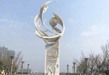 不銹鋼地標雕塑-大型標志性城市廣場景觀雕塑