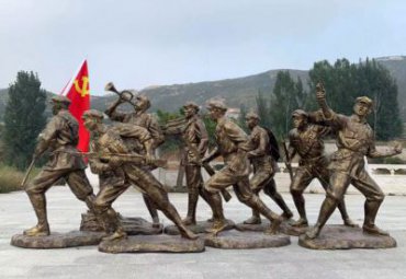 鑄銅紅軍雕塑，大型紅色文化主題廣場銅雕抗戰(zhàn)人物組雕廠家定制