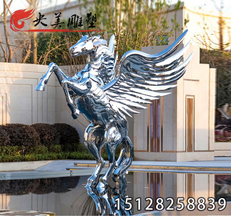 不銹鋼飛馬雕塑-廣場景觀不銹鋼馬圖片 不銹鋼飛馬雕塑-廣場景觀不銹鋼馬圖片