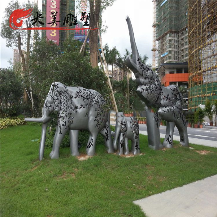 廣場不銹鋼鏤空大象雕塑圖片 廣場不銹鋼鏤空大象雕塑圖片