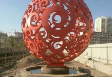 廣場不銹鋼彩繪鏤空球雕塑