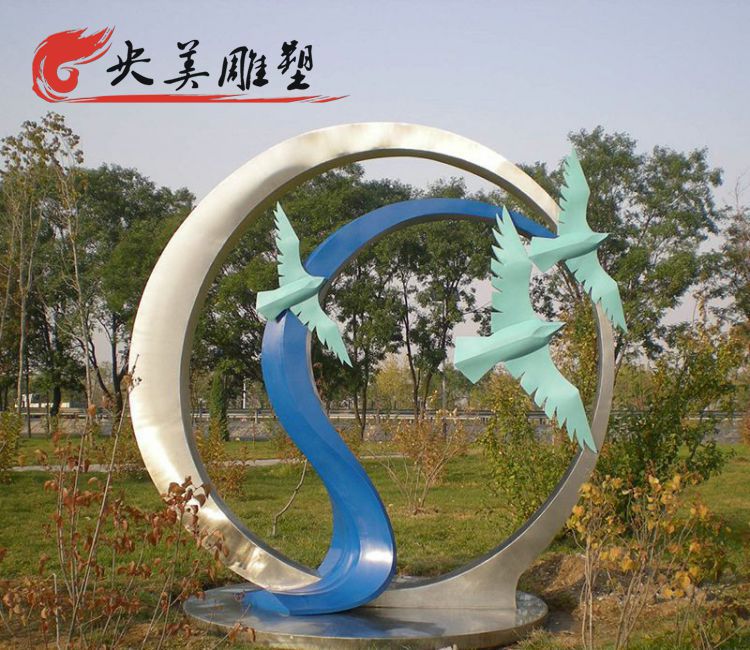 不銹鋼園林圓環鴿子雕塑圖片 不銹鋼園林圓環鴿子雕塑圖片