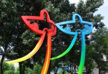 公園不銹鋼彩繪抽象風箏雕塑