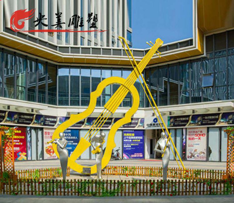廣場不銹鋼抽象大提琴雕塑圖片 廣場不銹鋼抽象大提琴雕塑圖片