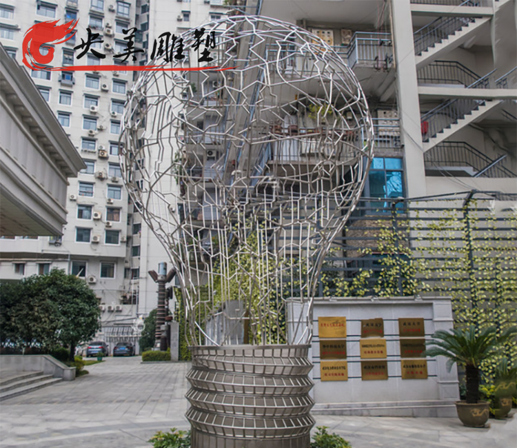 廣場不銹鋼鏤空燈泡雕塑圖片 廣場不銹鋼鏤空燈泡雕塑圖片