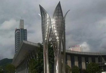廣場不銹鋼抽象樹葉雕塑