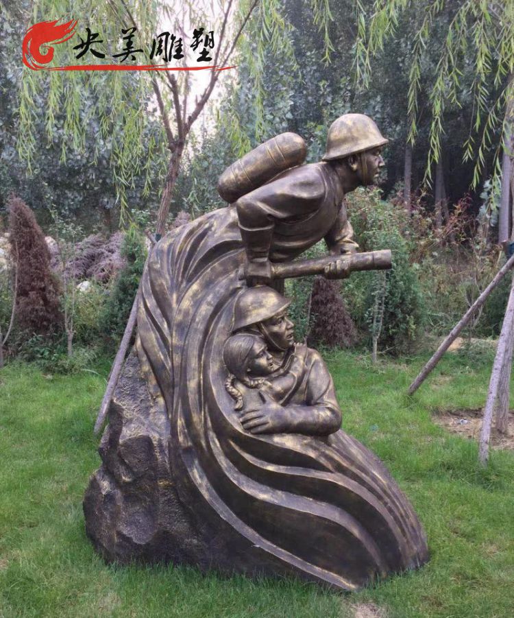 公園玻璃鋼消防員雕塑圖片 公園玻璃鋼消防員雕塑圖片