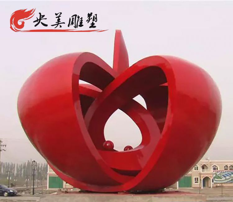 廣場不銹鋼抽象蘋果雕塑圖片 廣場不銹鋼抽象蘋果雕塑圖片