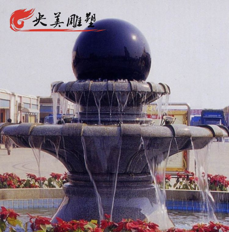 園林擺放大理石黑雙層風水球雕塑圖片 園林擺放大理石黑雙層風水球雕塑圖片