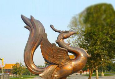 廣場(chǎng)擺放大型神獸朱雀銅雕塑
