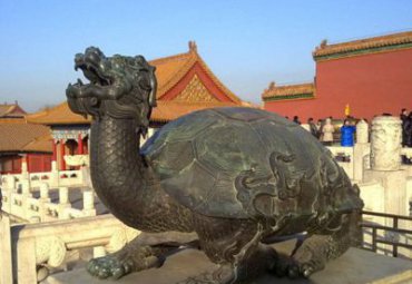 景點戶外擺放青銅大型龍龜雕塑