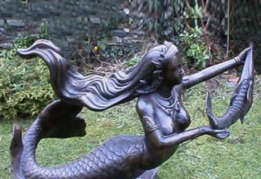 景區擺放玻璃鋼仿銅美人魚雕塑