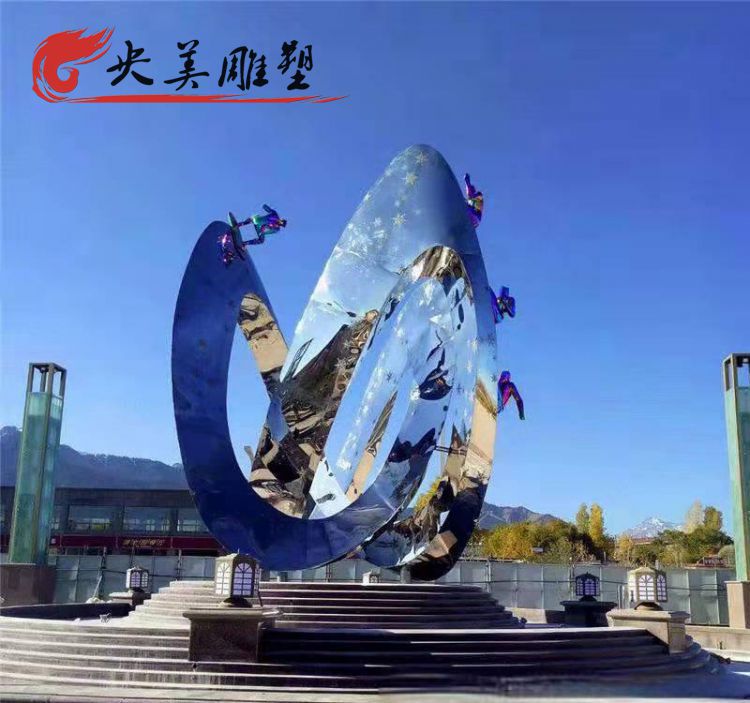 景區擺放不銹鋼抽象滑雪人物雕塑圖片 景區擺放不銹鋼抽象滑雪人物雕塑圖片