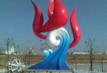 公園廣場(chǎng)不銹鋼抽象烤漆火苗雕塑