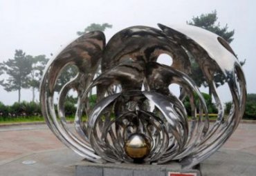公園擺放不銹鋼抽象貝殼珍珠雕塑