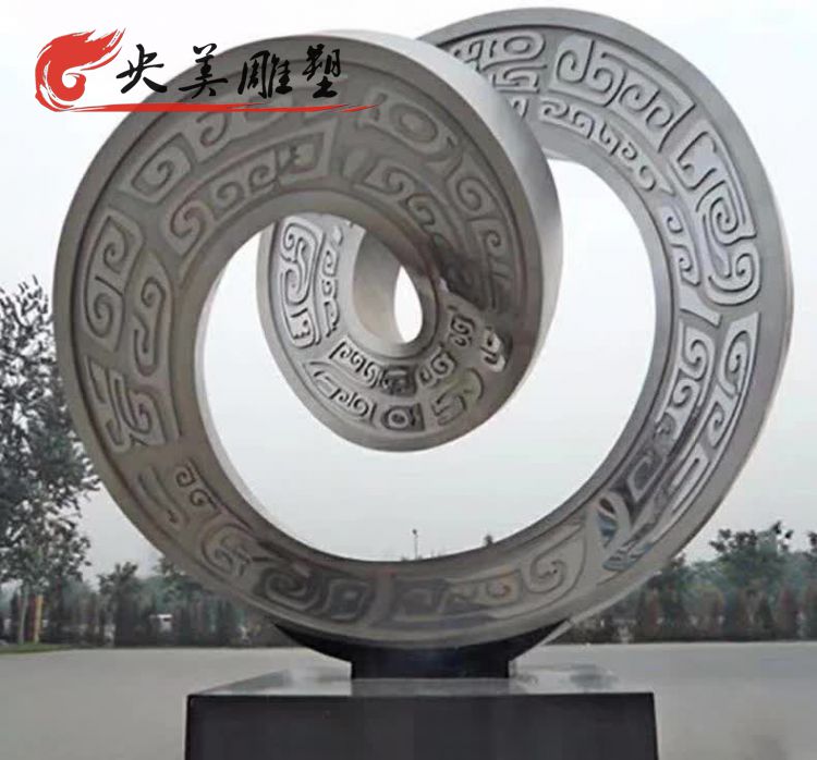 廣場不銹鋼浮雕抽象藝術圓環雕塑圖片 廣場不銹鋼浮雕抽象藝術圓環雕塑圖片