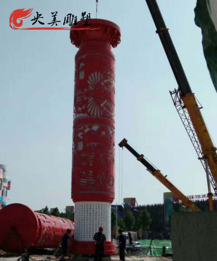 廣場擺放不銹鋼剪紙文化柱雕塑圖片 廣場擺放不銹鋼剪紙文化柱雕塑圖片