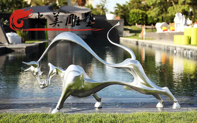 不銹鋼鏤空抽象牛雕塑公園擺件圖片 不銹鋼鏤空抽象牛雕塑公園擺件圖片
