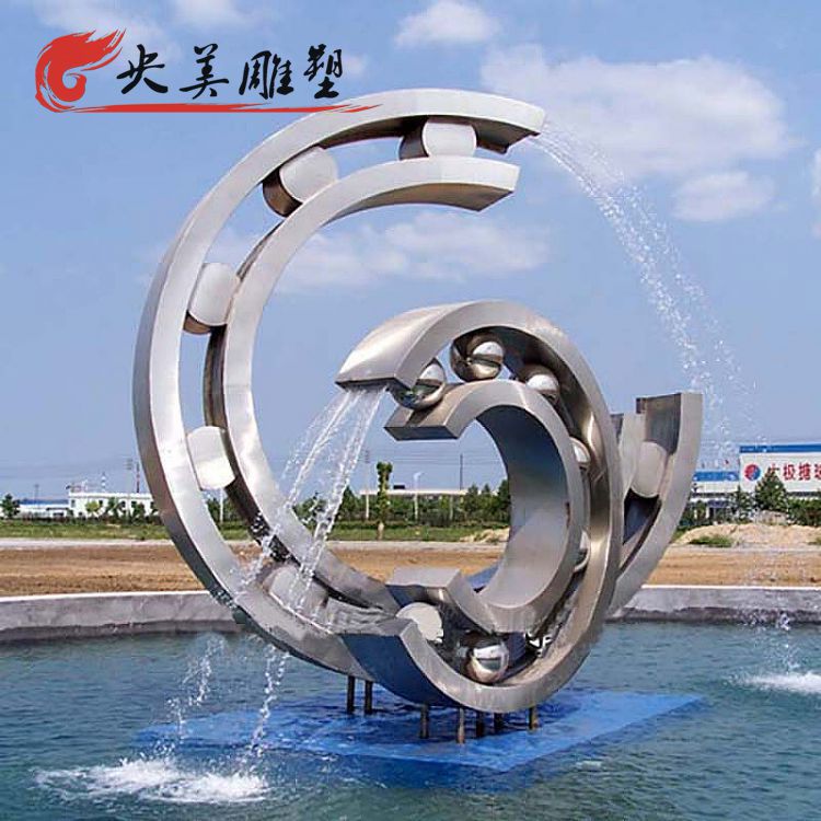 廣場不銹鋼圓環噴泉雕塑圖片 廣場不銹鋼圓環噴泉雕塑圖片