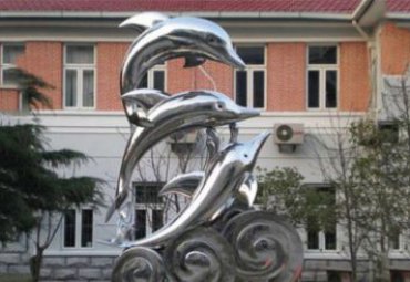 小區不銹鋼鏡面海豚景觀雕塑