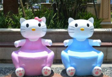小區公園卡通可愛玻璃鋼Hello Kitty座椅雕塑