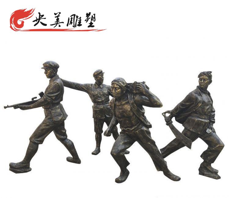 景區玻璃鋼仿銅八路軍人物景觀圖片 景區玻璃鋼仿銅八路軍人物景觀圖片