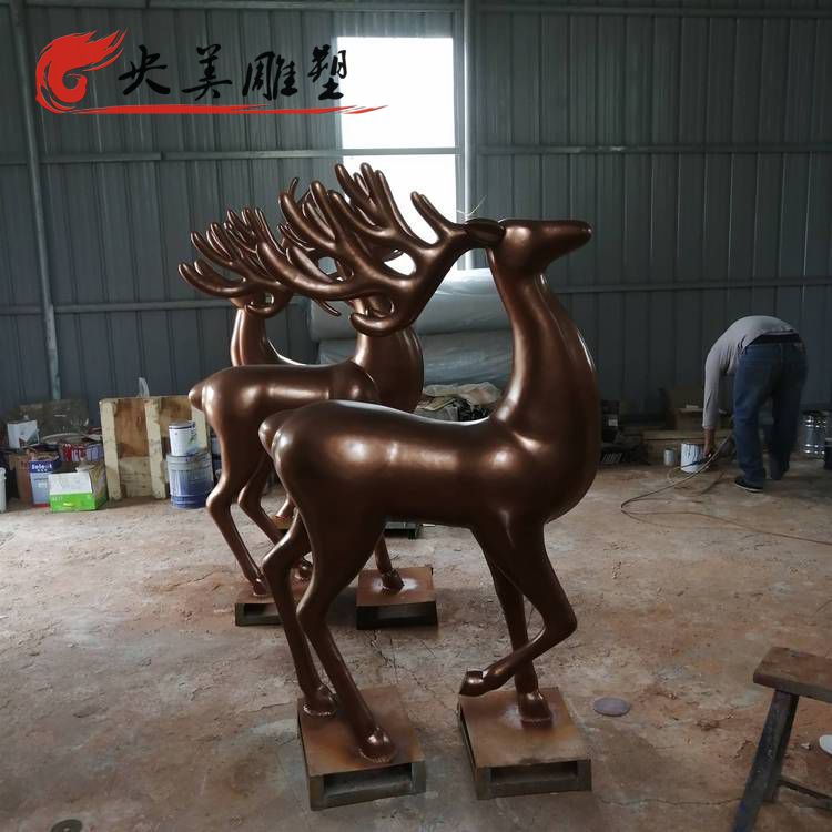 玻璃鋼仿銅梅花鹿雕塑房產園林景觀擺件圖片 玻璃鋼仿銅梅花鹿雕塑房產園林景觀擺件圖片