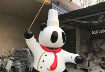 商場飯店玻璃鋼卡通熊貓廚師小品雕塑
