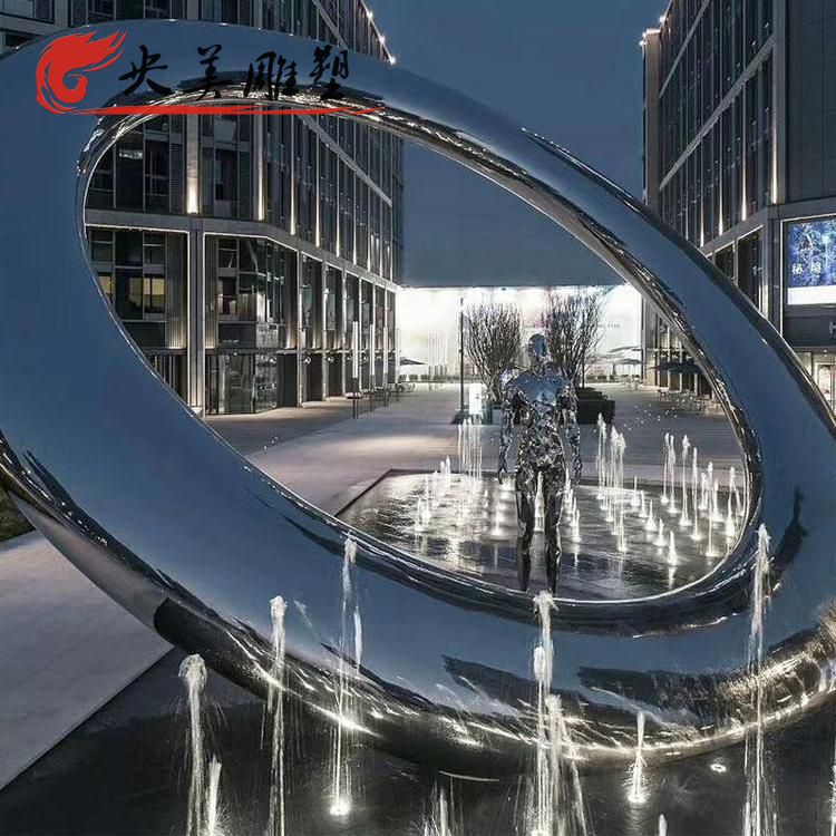 廣場創(chuàng)意不銹鋼噴泉水景擺件圓環(huán)雕塑圖片 廣場創(chuàng)意不銹鋼噴泉水景擺件圓環(huán)雕塑圖片