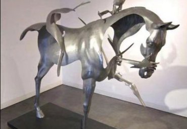 室內創意不銹鋼抽象藝術景觀馬雕塑
