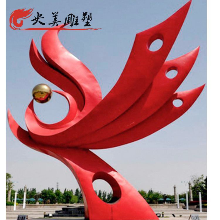 廣場擺放大型抽象不銹鋼鳳凰景觀雕塑 圖片 廣場擺放大型抽象不銹鋼鳳凰景觀雕塑 圖片
