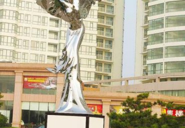 廣場擺放不銹鋼鏡面天使女神雕像