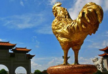 景點擺放玻璃鋼仿銅大公雞動物雕塑