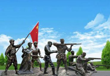 玻璃鋼仿銅景區景點英雄人物八路軍雕塑