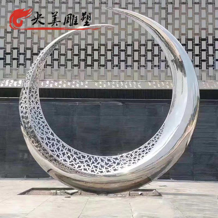 不銹鋼鏤空創意月亮景觀雕塑小區園林雕塑圖片 不銹鋼鏤空創意月亮景觀雕塑小區園林雕塑圖片