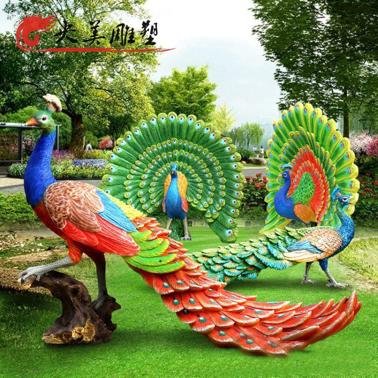 玻璃鋼彩繪園林動物景觀孔雀雕塑圖片 玻璃鋼彩繪園林動物景觀孔雀雕塑圖片