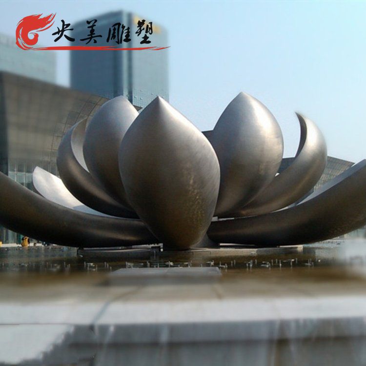 廣場噴泉擺放大型不銹鋼荷花景觀雕塑圖片 廣場噴泉擺放大型不銹鋼荷花景觀雕塑圖片