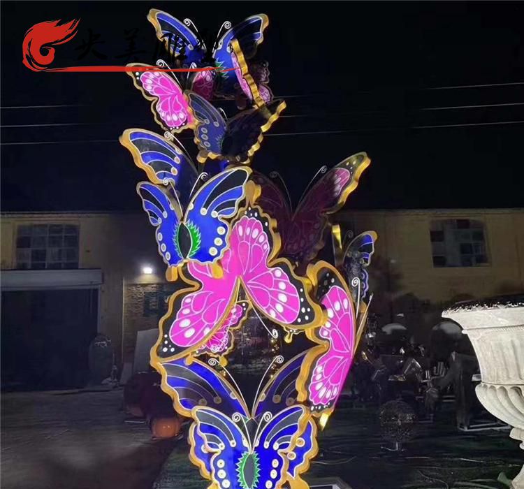 亮化戶(hù)外玻璃鋼彩繪群飛的蝴蝶景觀圖片 亮化戶(hù)外玻璃鋼彩繪群飛的蝴蝶景觀圖片