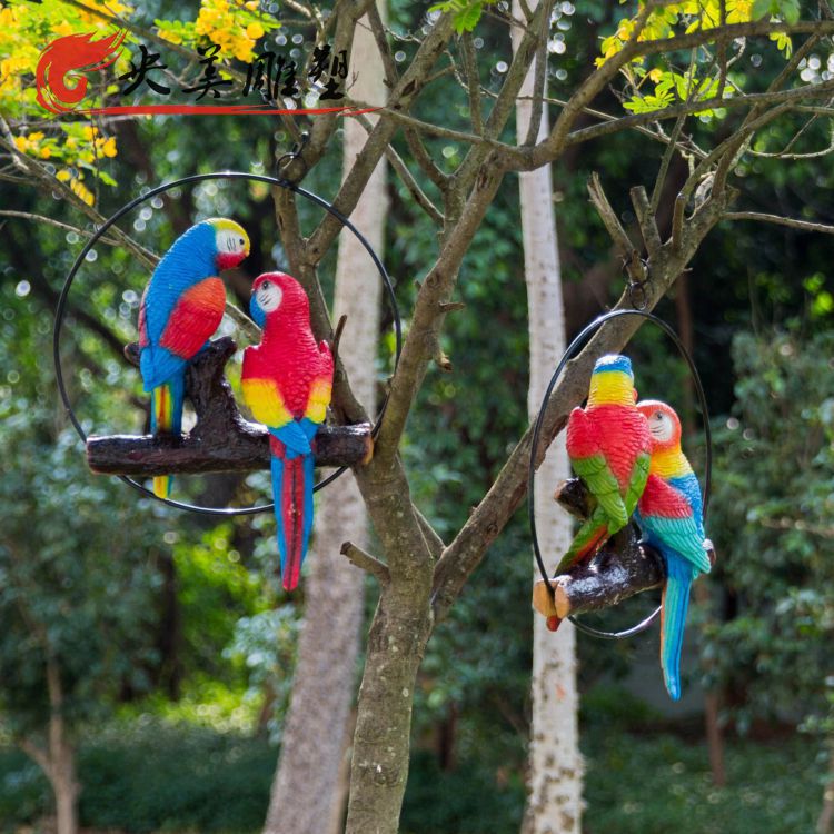 玻璃鋼仿真動物景觀園林公園彩繪鸚鵡雕塑圖片 玻璃鋼仿真動物景觀園林公園彩繪鸚鵡雕塑圖片